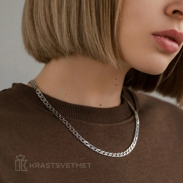 Цепь из серебра 925, плетение «Ромб двойной»